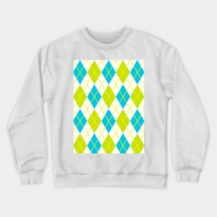 Argyle Lime Teal  Aqua Gold  White Yellow Punk Rock Retro Crewneck Sweatshirt